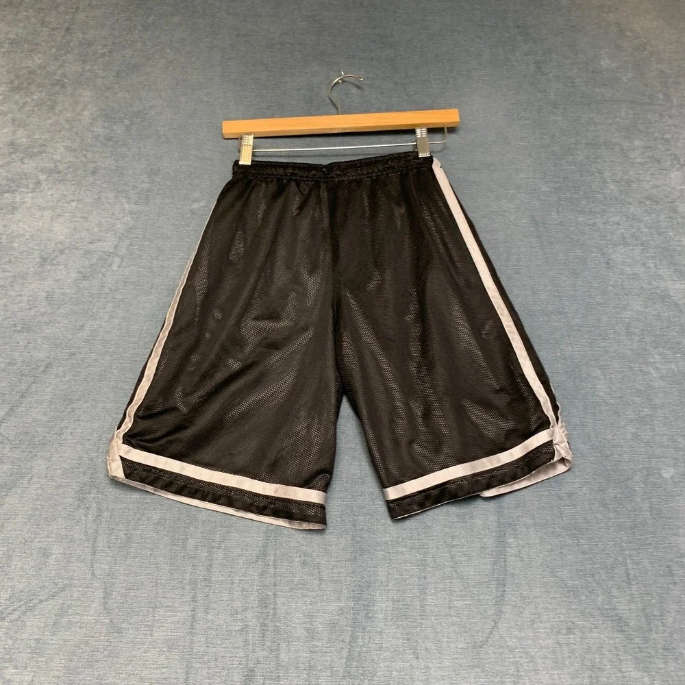 Lands' End Baseball Shorts Boys Medium 10-12 Black Elastic Waist Performance